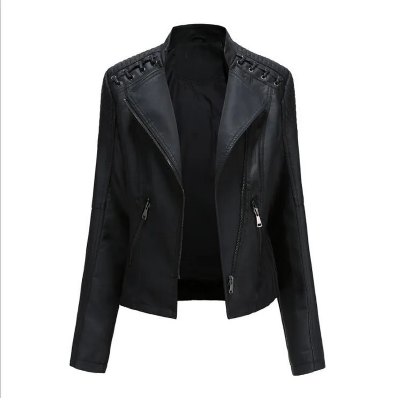 Design PU giacca in pelle donna cappotto femminile colletto alla coreana corto capispalla in ecopelle donna giacche moto 9 colori