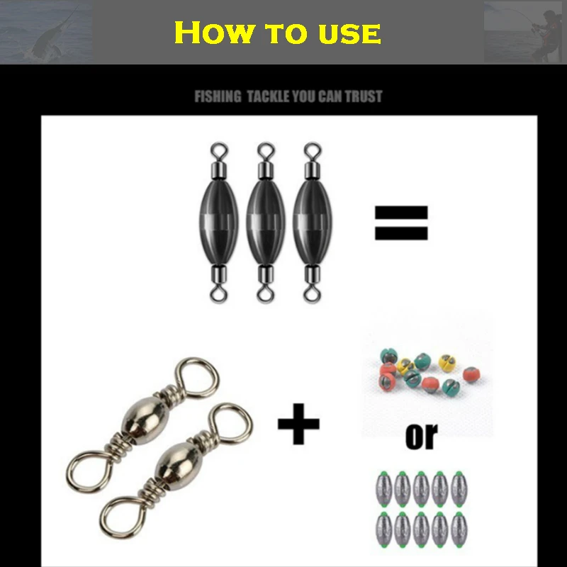 Lesd Brass Fishing Weight Sinker, Fishing Tackle, Fising Sinker, Replacement Swivel and Fixed, 5 PCs/Lot, Fishing Accessories