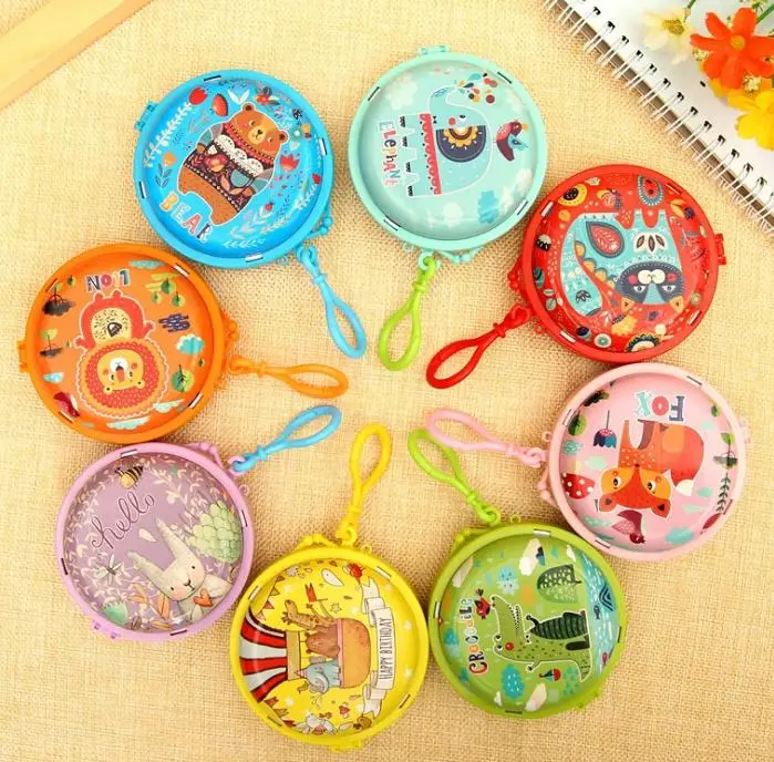 Cartoon crocodile Round Coin Bag Farm Animals Organizer Holder Case Gift Wrap kids Birthday Party Favor COLORFUL