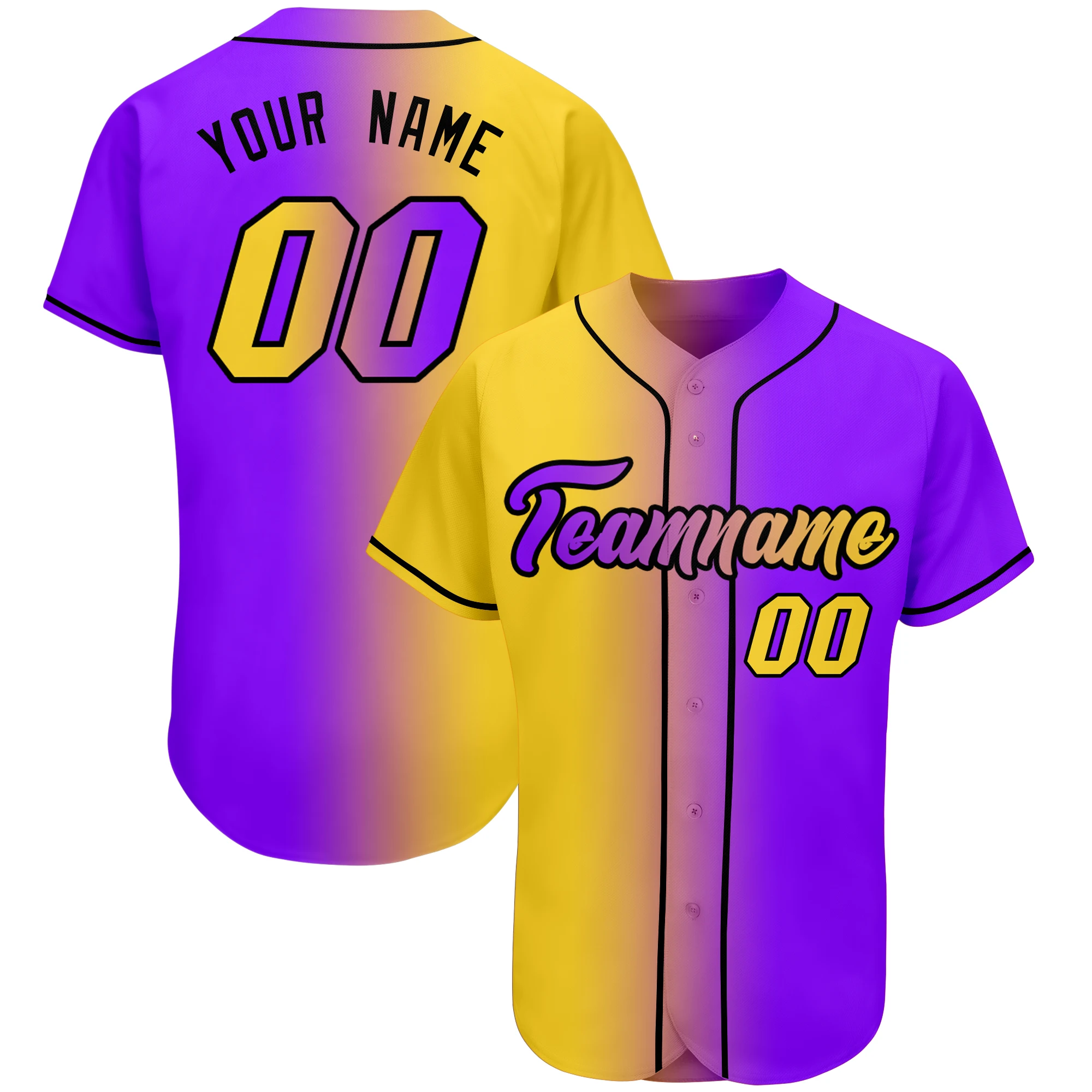 Custom Baseball Jersey Sublimation Printing Make Your Own Team Name Number Unique Gradient Baseball Shirt Men Women