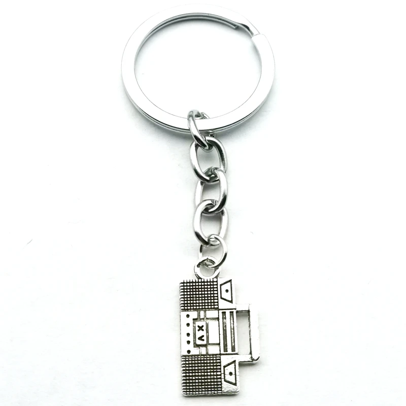 جديد خمر شريط مسجل صغير المفاتيح ستار المطارد هدية ميكروفون نموذج لطيف قلادة المفاتيح نجمة تذكارية DIY بها بنفسك اليدوية