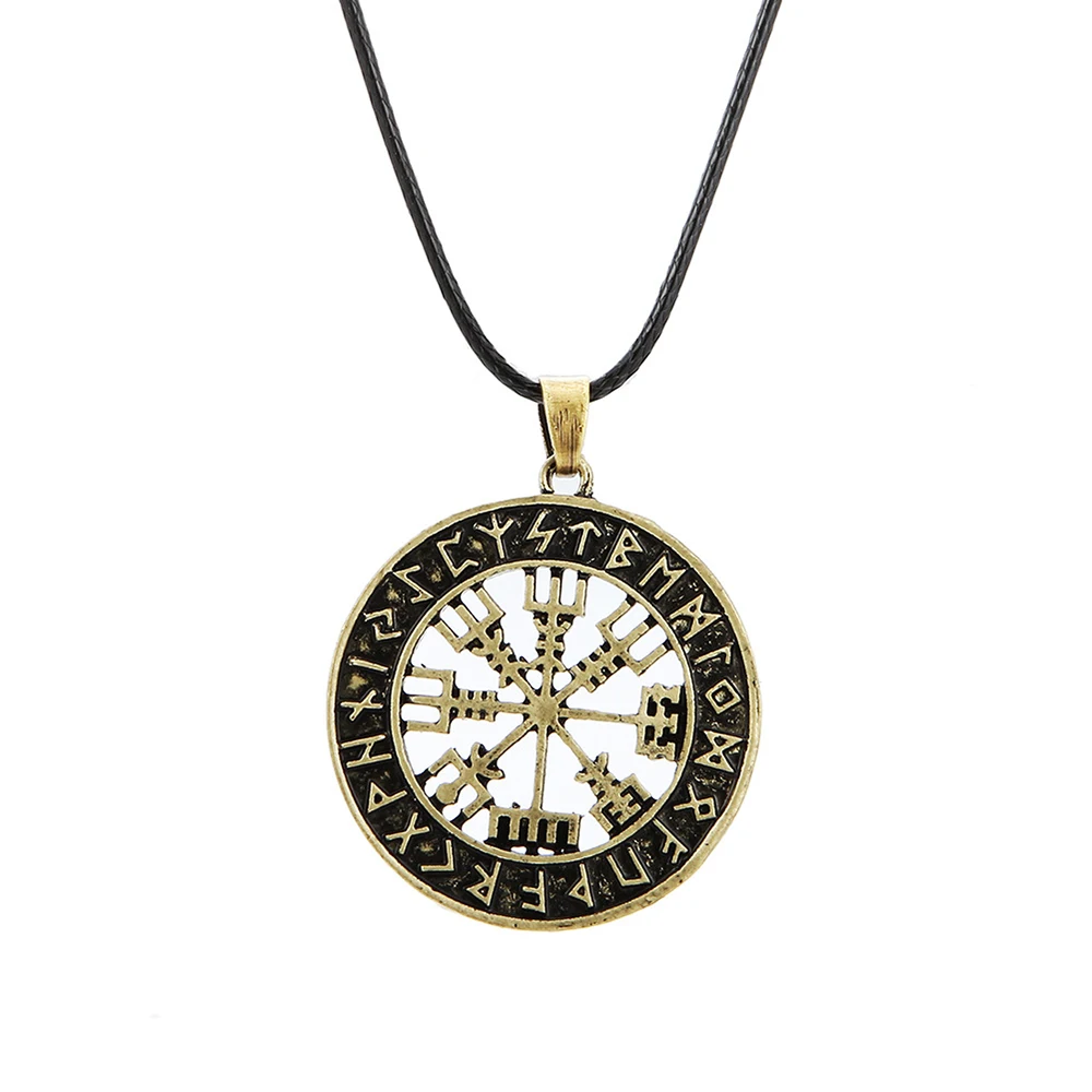 New Odin Symbol Rune Amulet Ally Chain Compass Viking Pendant Necklace Vegvisir Fashion Vintage Necklaces Jewelry Couple Gifts