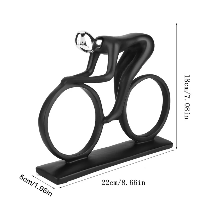 Abstract Bicycle Rider Statue, Modern Figurines, Sculpture, Sportsman Bike, Cyclist Cycle, Office, Living Room Decor