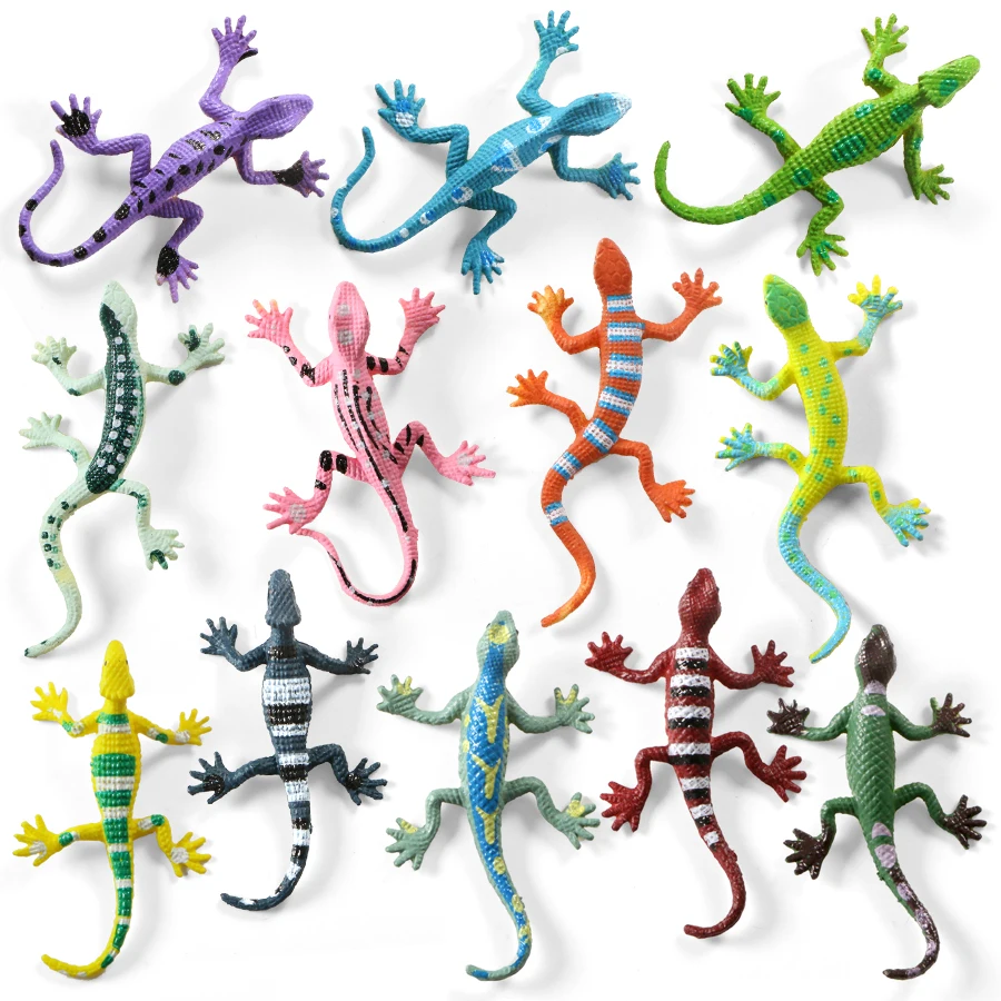 Figuras de acción de animales de simulación, modelo de lagartos de plástico PVC, colección de animales reptiles, juguetes para niños, 12 Uds.