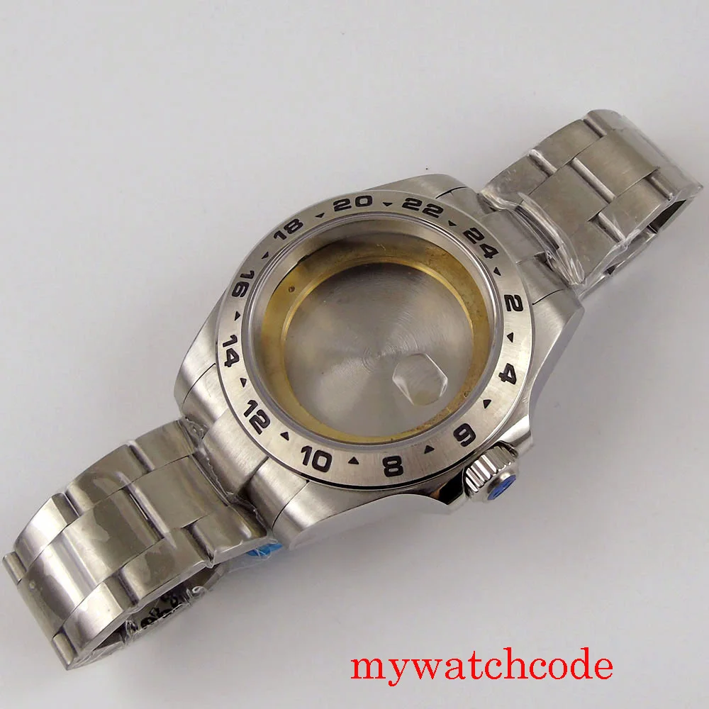 43mm BLIGER Stainless Steel Watch Case Steel Strap Fit 21 Jewels MIYOTA 8215 ETA 2836 Automatic Movement Sapphire Crystal
