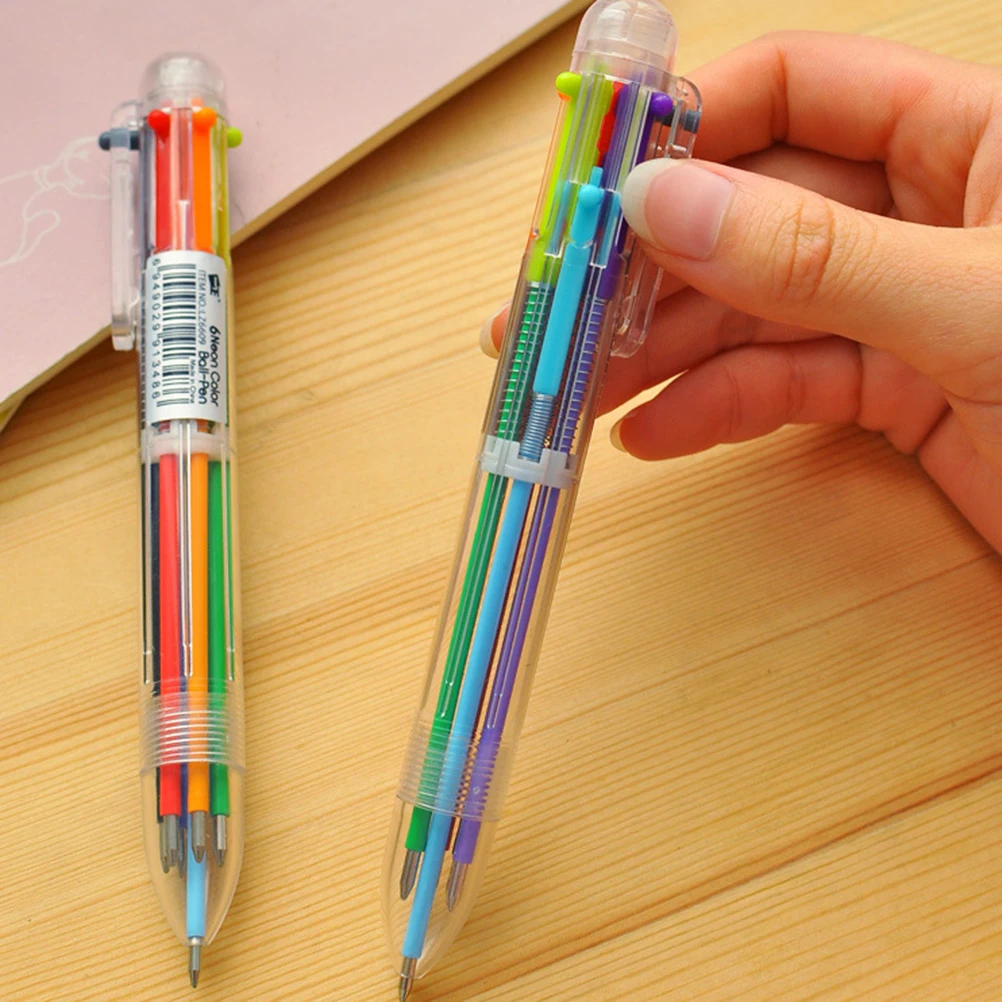 1 Pcs 6 Colors Creative Stationery Multi-Color Ballpoint Pen Ballpoint Pen Study Pen