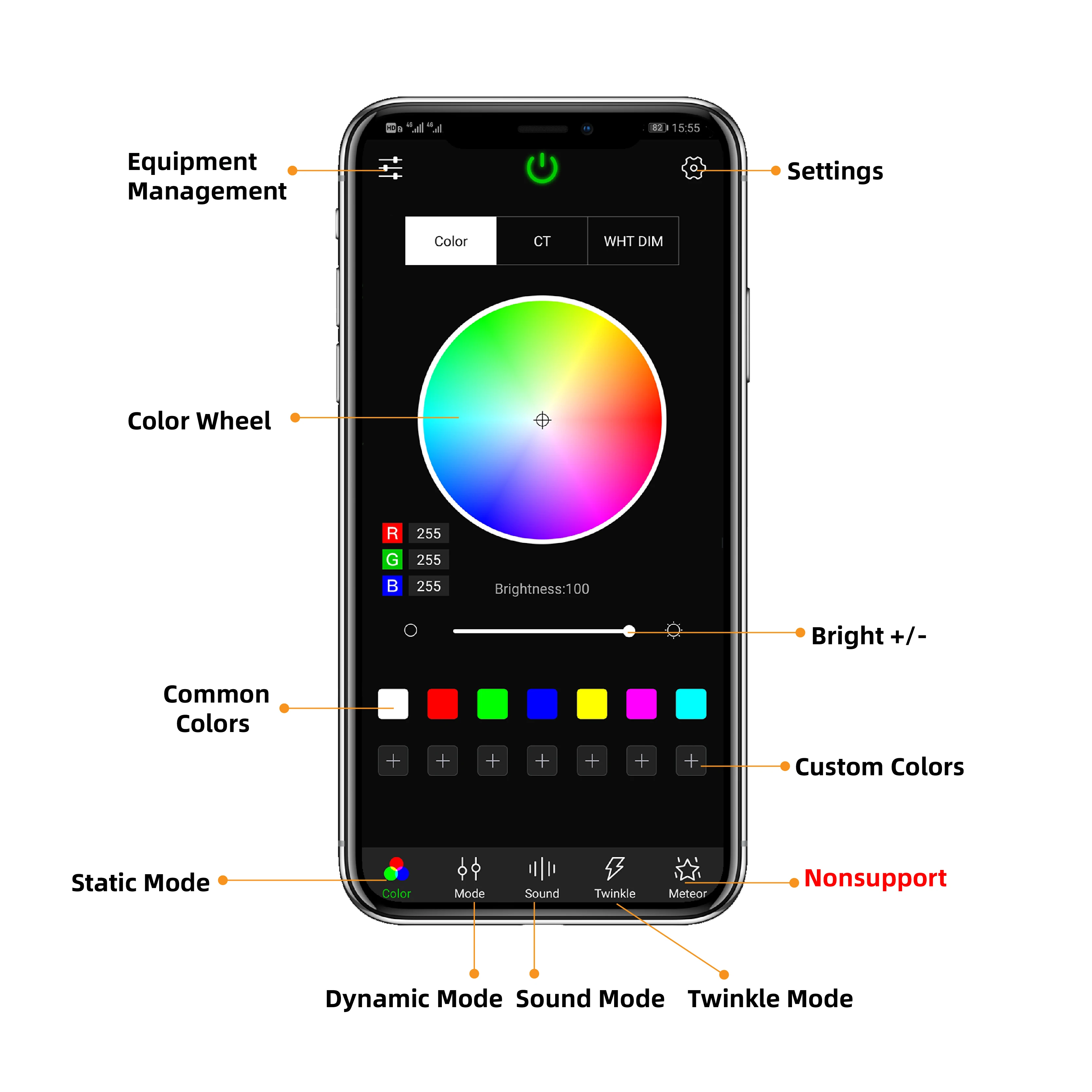 Double Head Twinkle 20W RGBW Bluetooth APP Music Control LED Fiber Optic Light Engine