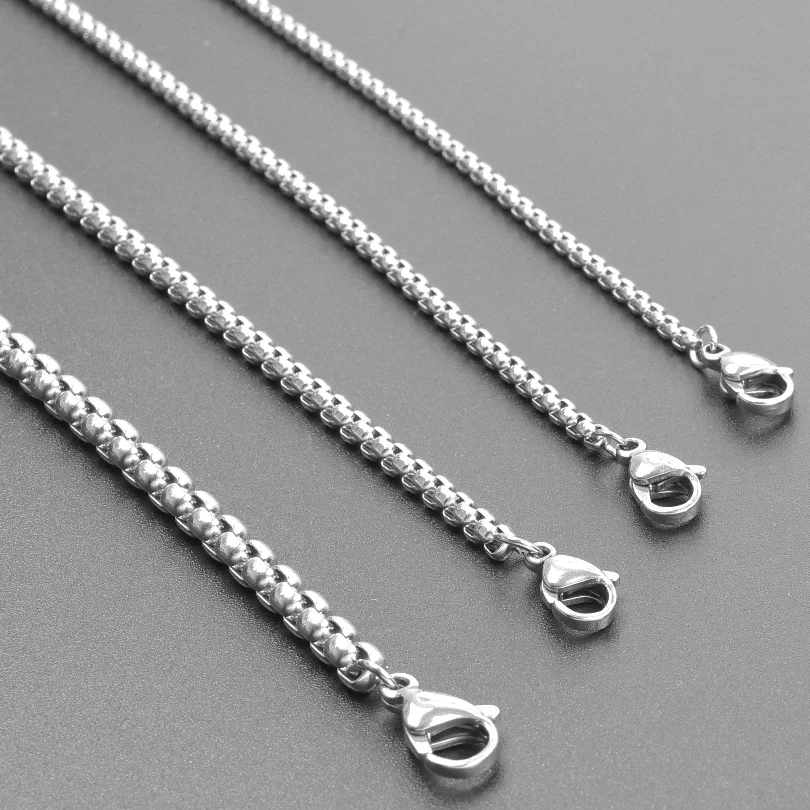 2Pcs 2/2.5/3/4mm Stainless Steel kpop Figaro Square Chain Necklaces чокер For Men Women Pendant Collares Choker Jewelry Making