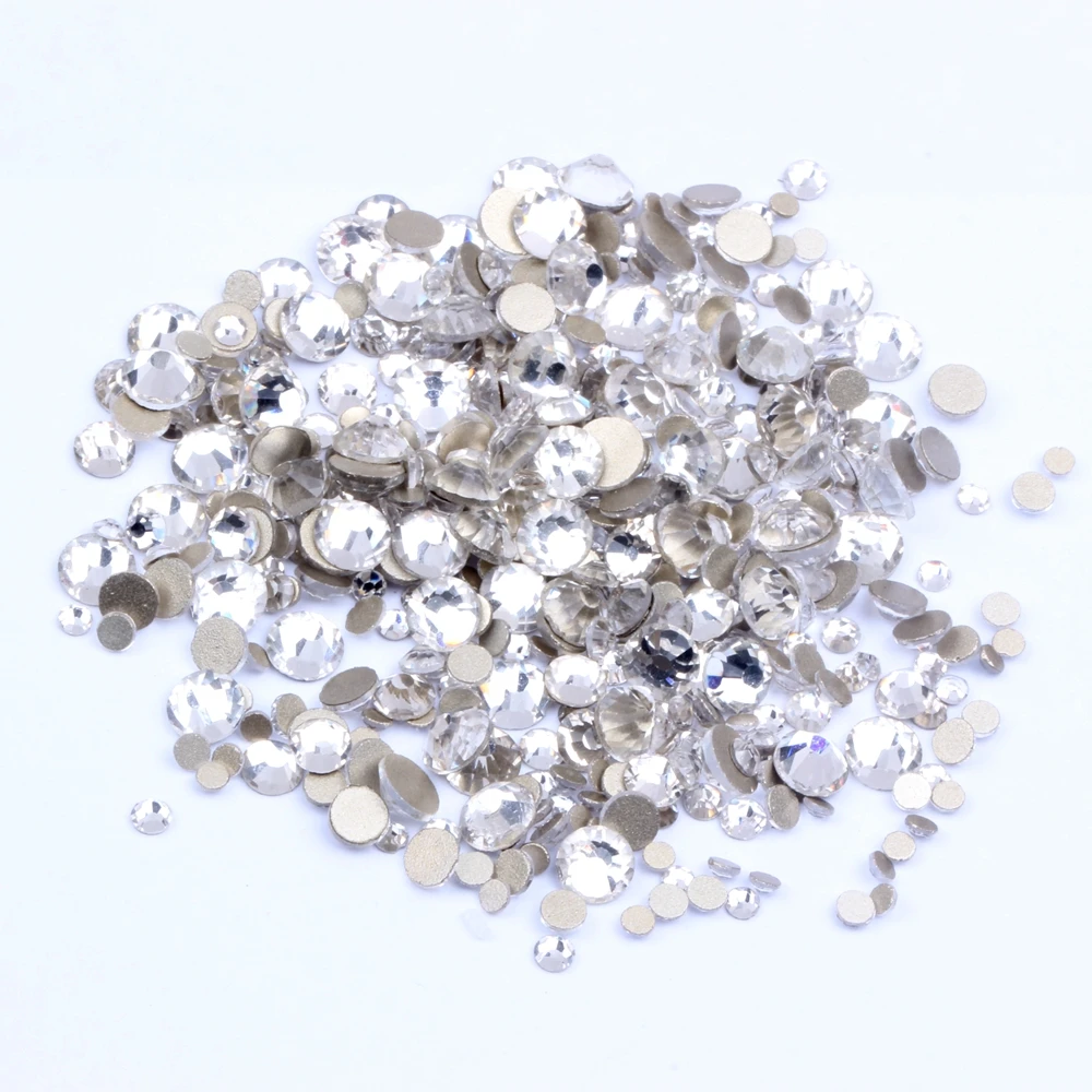 glass Rhinestone Crystal AB and Clear Shinning Designs Non hotfix Flatback Nail Rhinestones 3d Nail Art Decorations Glitter Gems