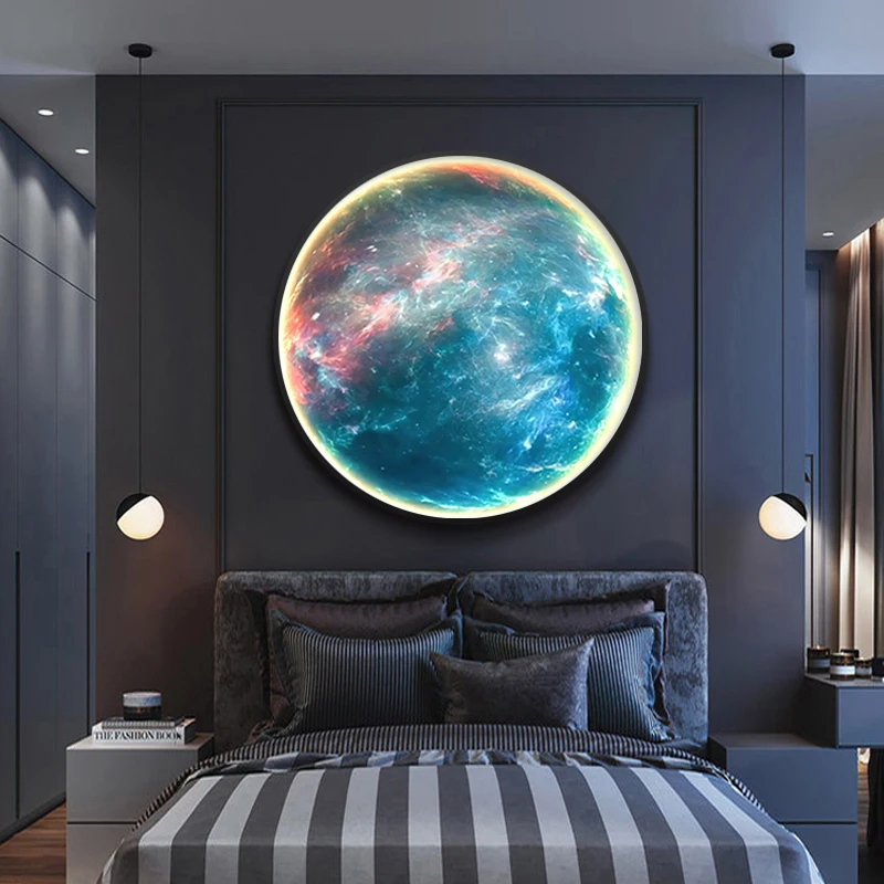 Decorative painting with led light Mars wall lamp Nordic Living room decor lighting Bedroom Night light Uranus Mercury Neptune