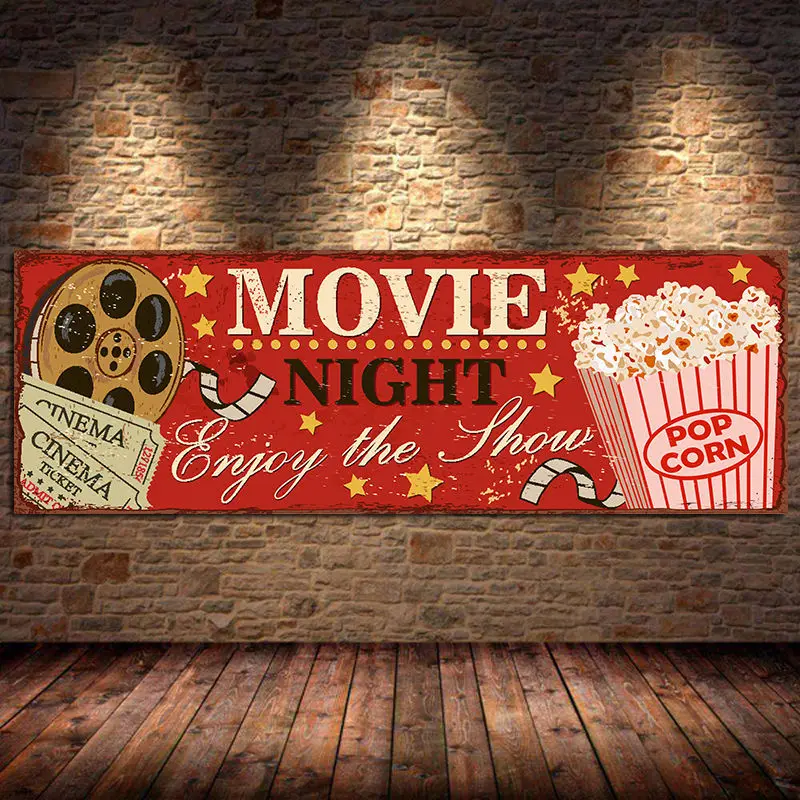 

Vintage Cinema Sign Posters and Prints Cinema Wall Art Picture Retro Canvas Painting Home Movie Theatre for Living Room Unframed