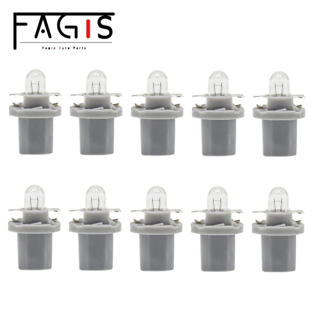 Fagis-bombilla halógena B8.5D B8.5 para salpicadero de coche, luces de grupo de instrumentos, 12V, 1,2 W, 24V, 1,2 W, 10 unidades