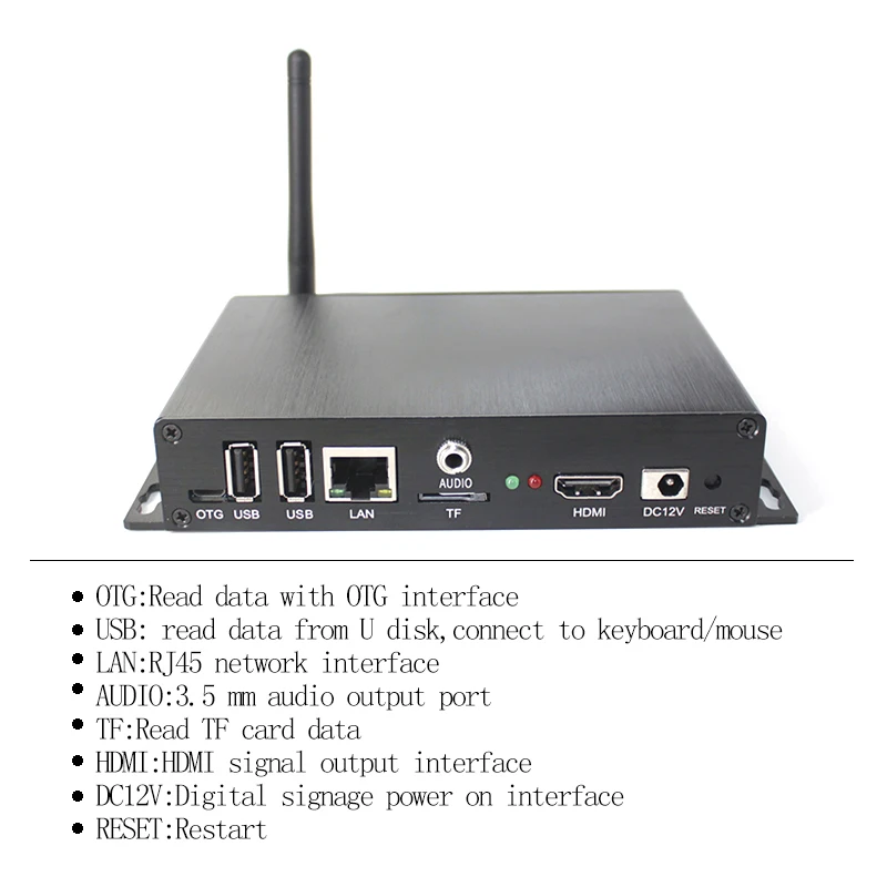 Digital Signage Player,4K WiFi/LAN  Advertising Media Player Box, Play Video, Picture and Rolling Subtitles,Split Screen Display