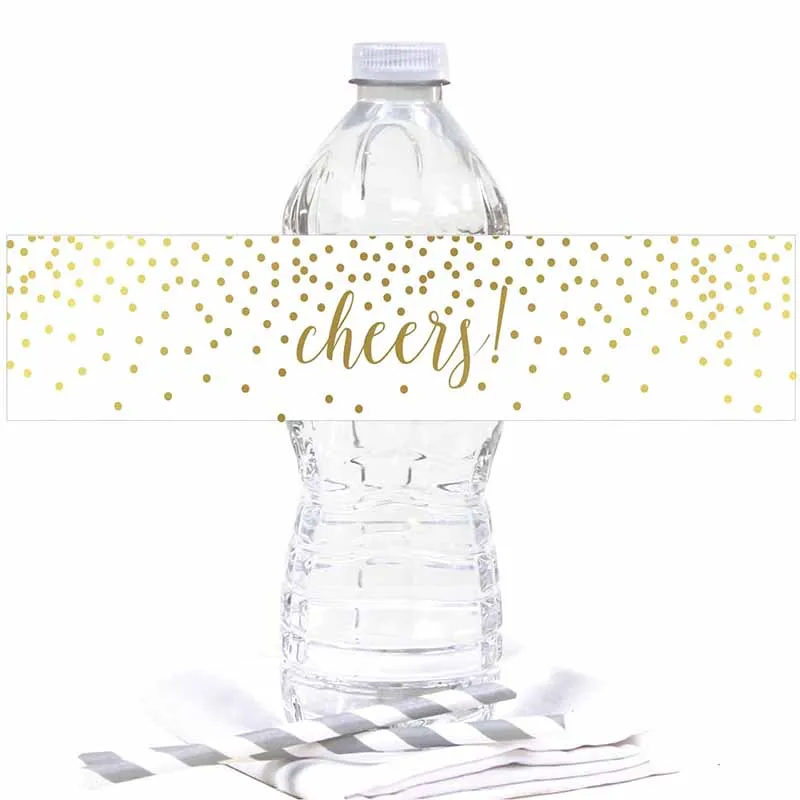 15pcs Gold Confetti Polka Dots Party Collection Water Bottle Labels Stickers