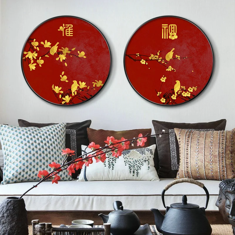 

EECAMAIL DIY Chinese Style Round Diamond Painting Full Diamonds Embroidered Ancient Flowers Birds Diamond New Living Room Porch