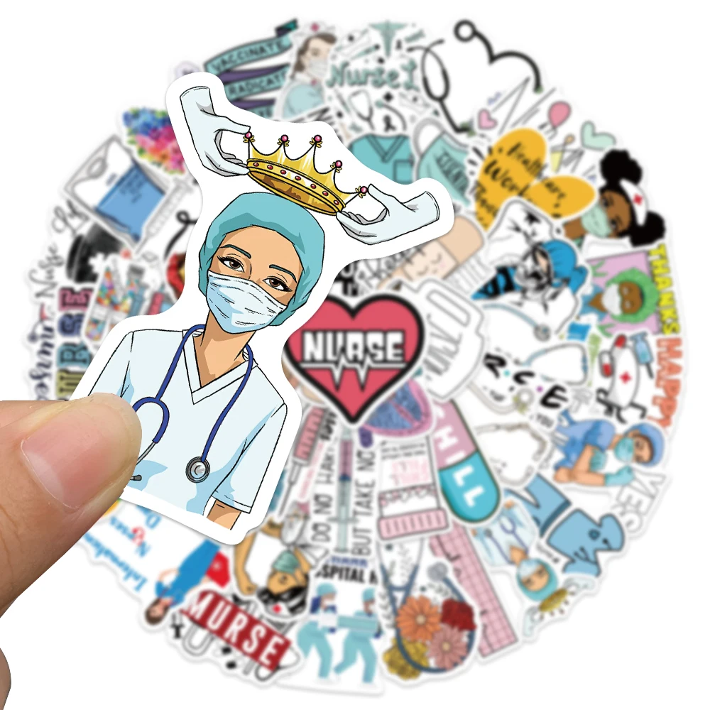 50PCS Medical Science Nurse Stickers Waterproof Vinyl Sticker for Water Bottles Laptop Luggage Cup Computer Mobile Phone