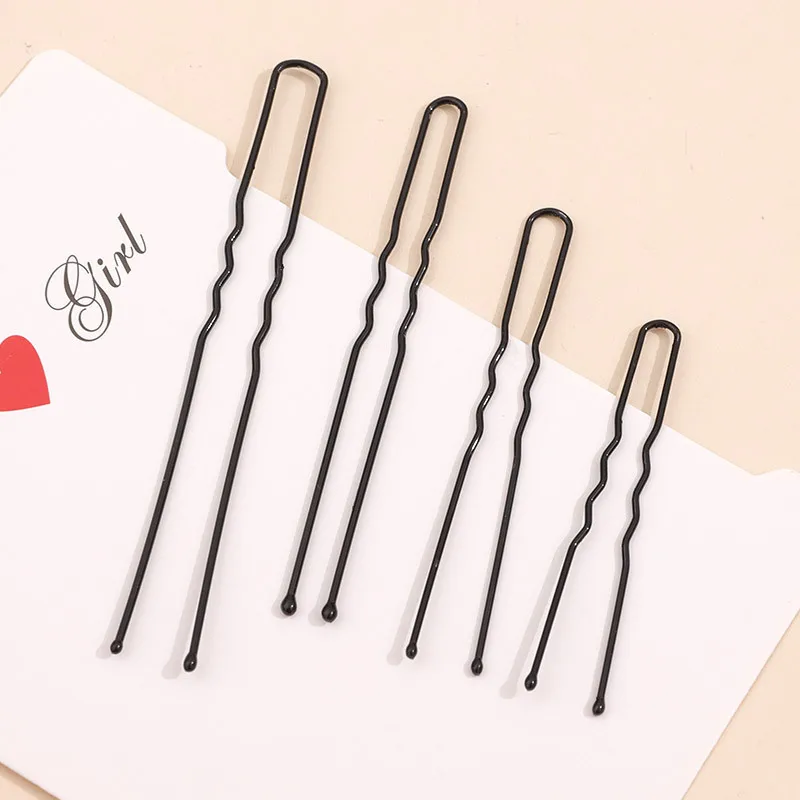 1 Pack 5cm 6cm 7cm 8cm Hair Pins Grips Waved Black Pins Alloy Metal Hair Grips Support Wholesale