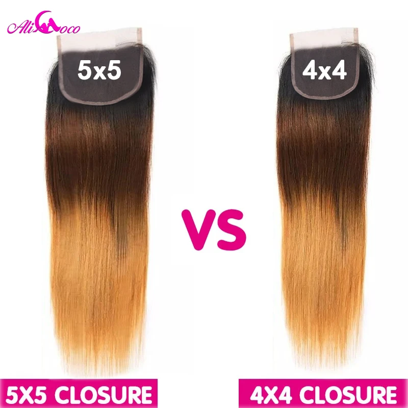 Ali Coco 5x5 Closure With Bundles Remy Human Hair 3 Bundles With Closure 1/4/27 Brazilian Straight Hair Bundles With Closure