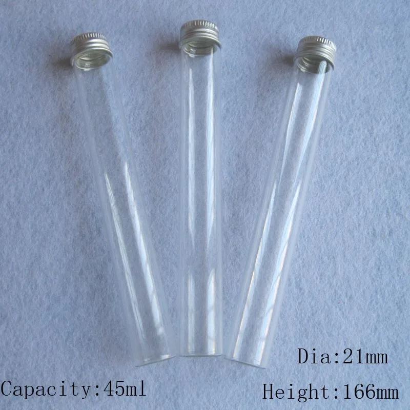 20 x 45ml Empty Clear Screw Neck Glass Bottle with Aluminum Lids 45 cc  Glass Tube Container with Aluminum  Cap glass vial