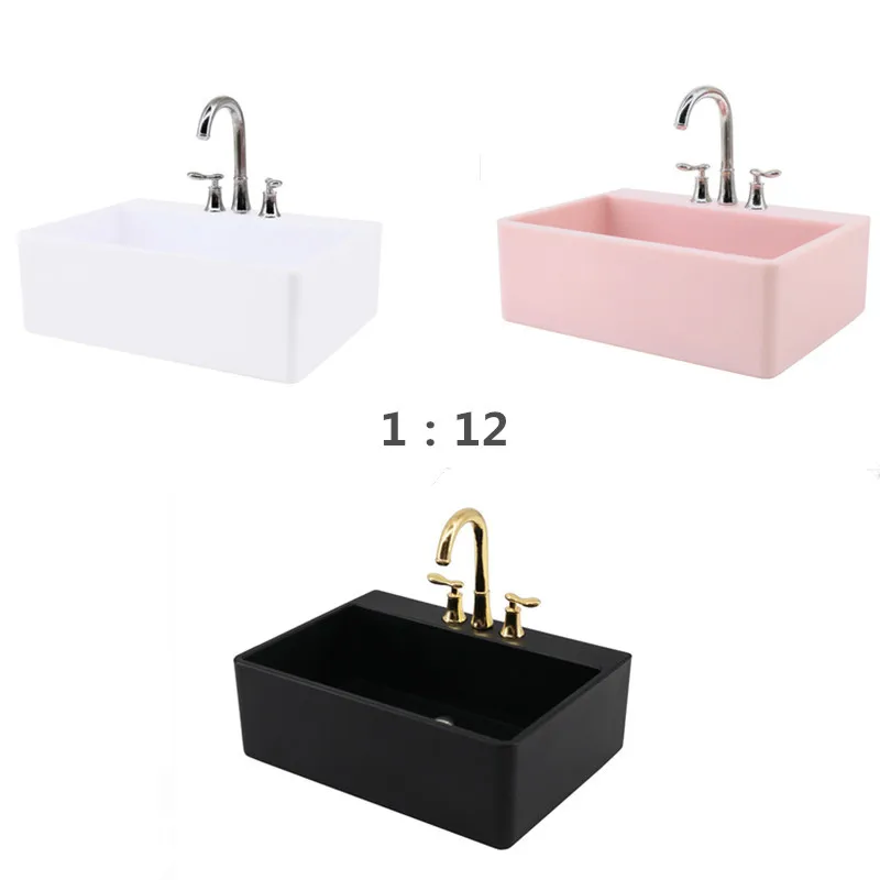 

1/12 Miniature Dollhouse PVC Sink Washbasin Model DIY Handmade Craft Toy