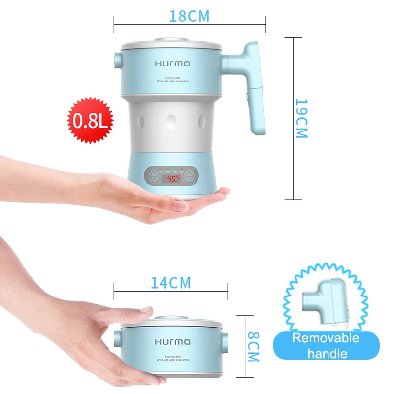 2024New mi Hurma Portable Electric Kettle Kitchen Appliances Electric Kettle Boil Water Home Travel Foldable 800ML Coffee Teapot