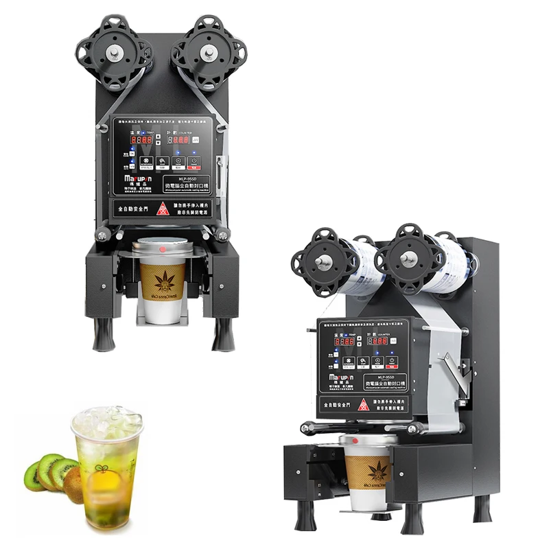 110 فولت/220 فولت ذكي التلقائي حليب الصويا ختم كوب الكهروميكانيكية العين الاستشعار اليد التلقائي المزدوج وضع آلة ختم الفيلم