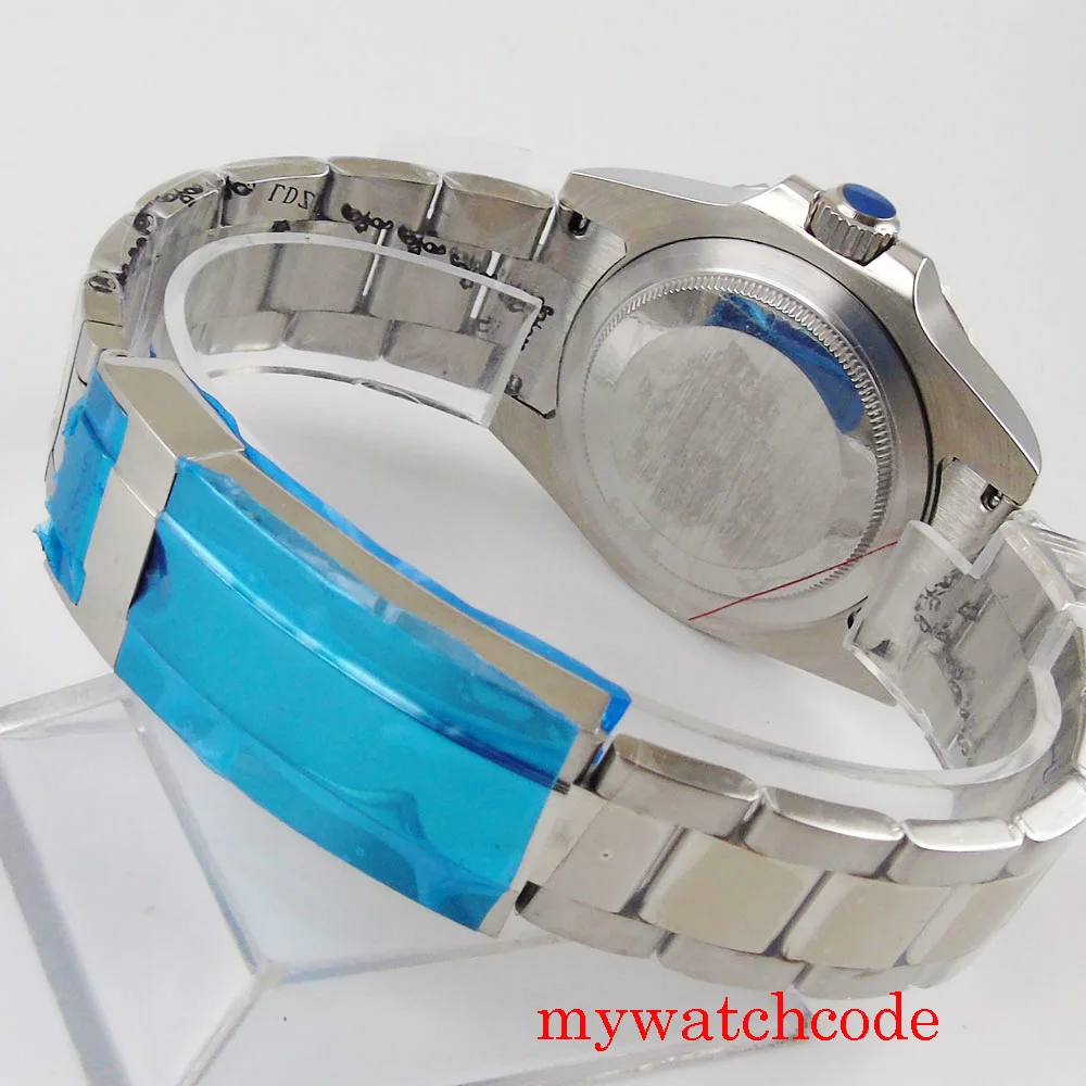 BLIGER 40mm caixa de relógio masculino de aço inoxidável, vidro de safira plano, pulseira de aço adequada para ETA 2824, movimento automático, moldura unidirecional