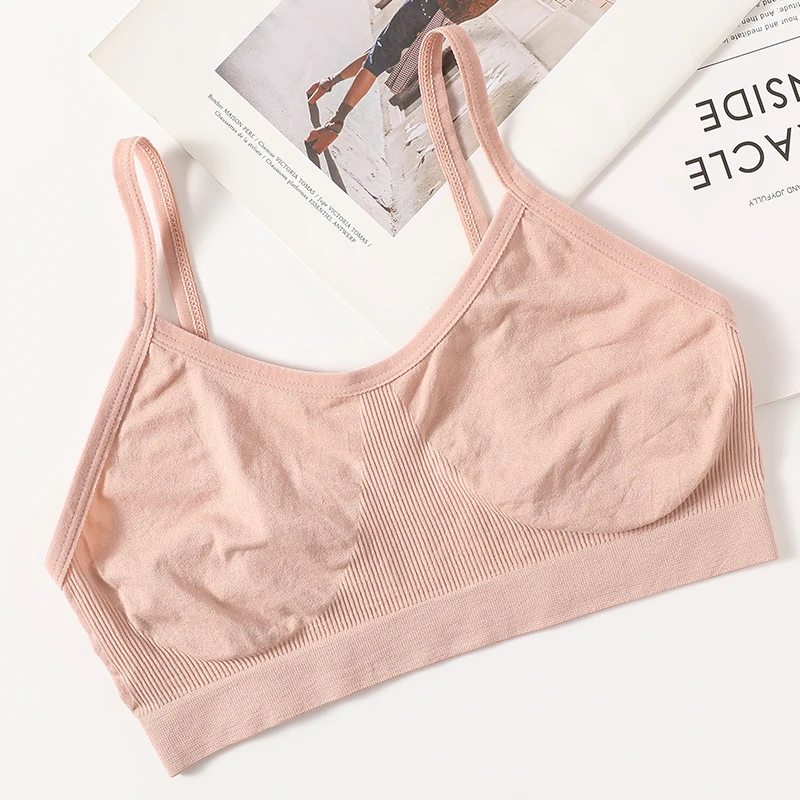 Damen Drahtloser BH Sport-Tube-Top Geripptes Gerafftes Camisole-Bralette Mit/Ohne Polster Unterwäsche Sexy Dessous M-L Intimates
