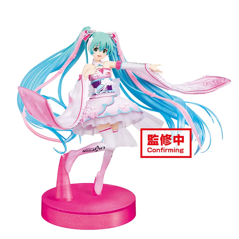 

BANDAI Original VOCALOID Miku Figure Racing Miku 2019 Kimono Ver 15Cm PVC Model Figurine Collection Toys for Girls Gift