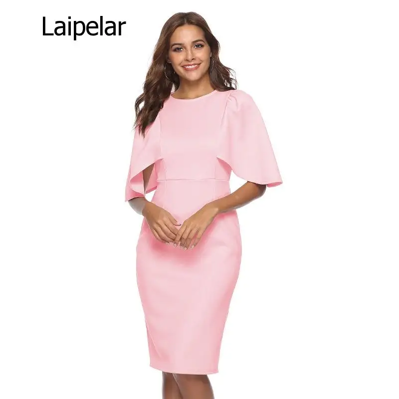 Women Elegant Ruffle Sleeve Ruched Pinup Vestidos Party Wear To Work Fitted Stretch Slim Wiggle Pencil Sheath Bodycon Dress Suit