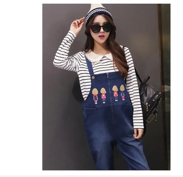 New hot Maternity Clothing Pants winter Autumn Light Blue Denim Plus Size Overalls Pregnant Women Large Size Suspender Trousers