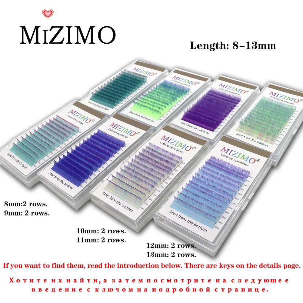 MIZIMO spersonalizowany kolor szczepione rzęsy niebieski fioletowy dwukolorowy sztuczny norek włosy ręcznie narzędzie do przedłużania rzęs