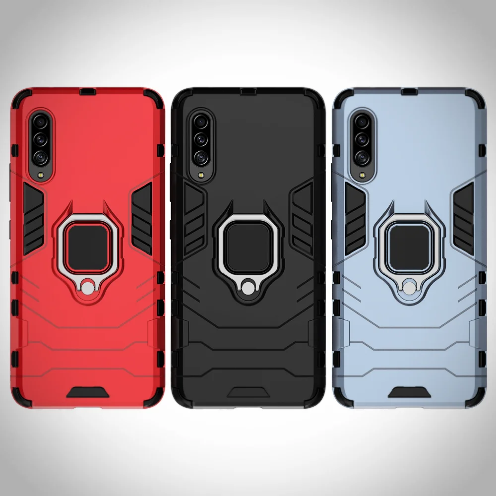 For Samsung Galaxy A90 4G Case Armor Ring Stand Holder Phone Back Cover for Samsung A90 4G Shockproof Cover