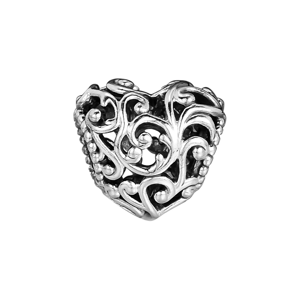 Vintage Beads Regal Heart Charms silver 925 original Fits European Woman Bracelets DIY Beads For Jewelry Making