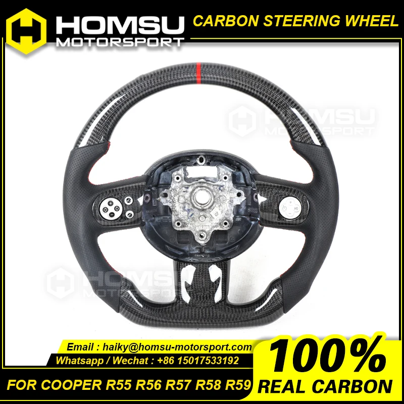 OEM MINI Cooper Carbon Fiber Flat Bottom Steering Wheel Gen 2 For bm w mini Cooper R55 R56 R57 R58 R59