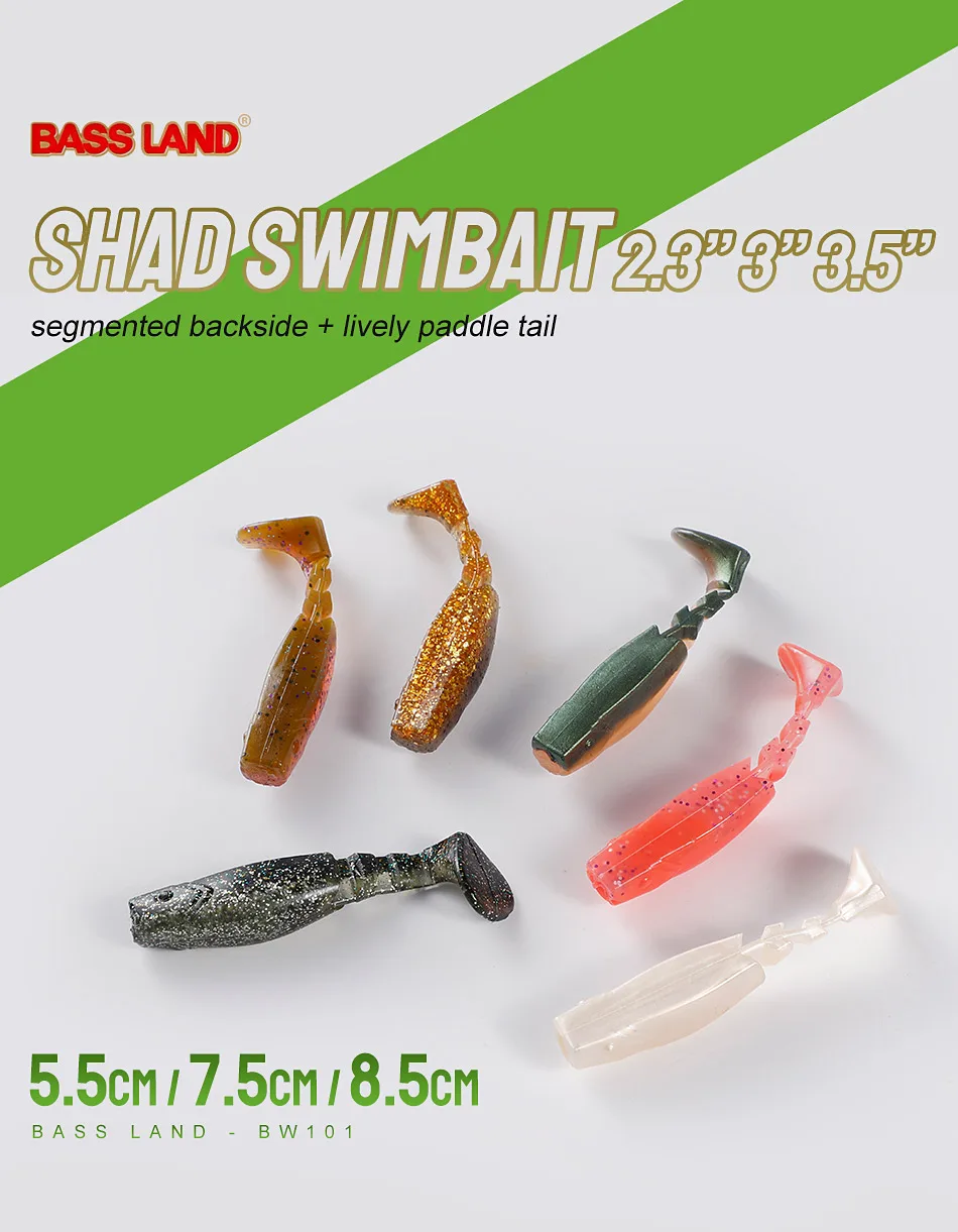 Bassland Weicher Köder 55mm 75mm 85mm Silikon Köder Künstliche Wobbler Karpfen Bass Pike Fishing Tackle Leurre Souple – Detail 1