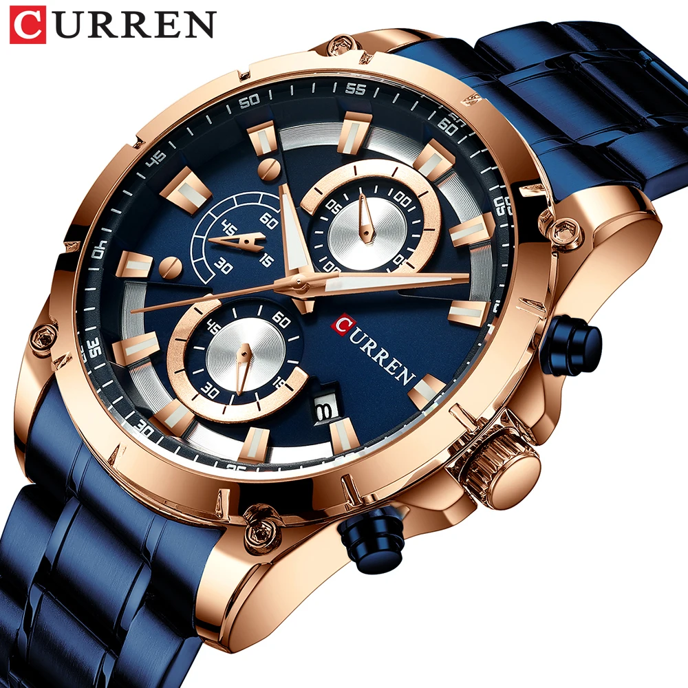 

CURREN New Fashion Watch Men Sport Quartz Clock Mens Watches Luxury Brand Full Steel Waterproof Business Chronograph Relogio