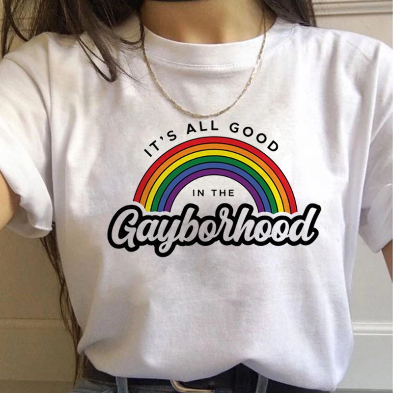 Lgbt Rainbow Harajuku T Shirt Women Gay Pride Ullzang 90s T-shirt Lesbian Graphic Funny Print Tshirt New Fashion Top Tees Female