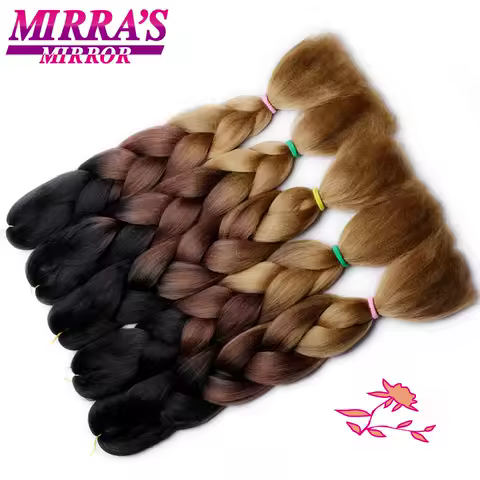 Mirra&rsquo;s Mirror 24inch Synthetic Braiding Hair Extensions 10pcs Wholesale Colorful Braids Hair Jumbo Braid Hair Black Brown