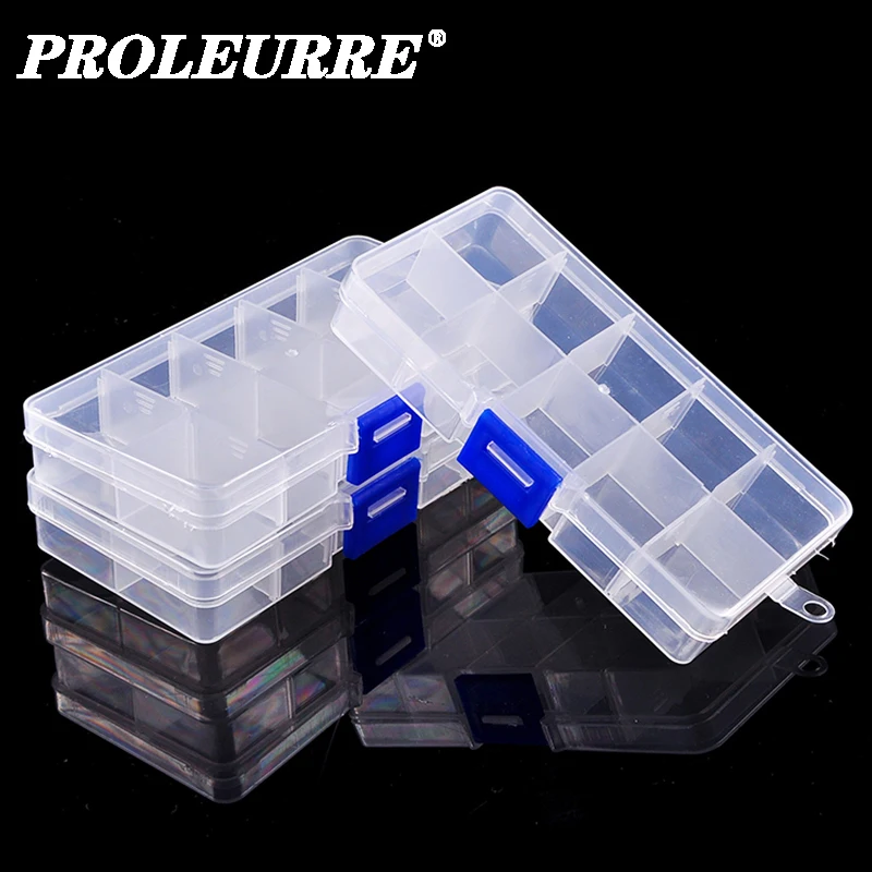 10 Compartment Transparent Fishing Pouch Storage Box Square Fishing Spoon Lure Box Hook Connector Accessory Tackle Box