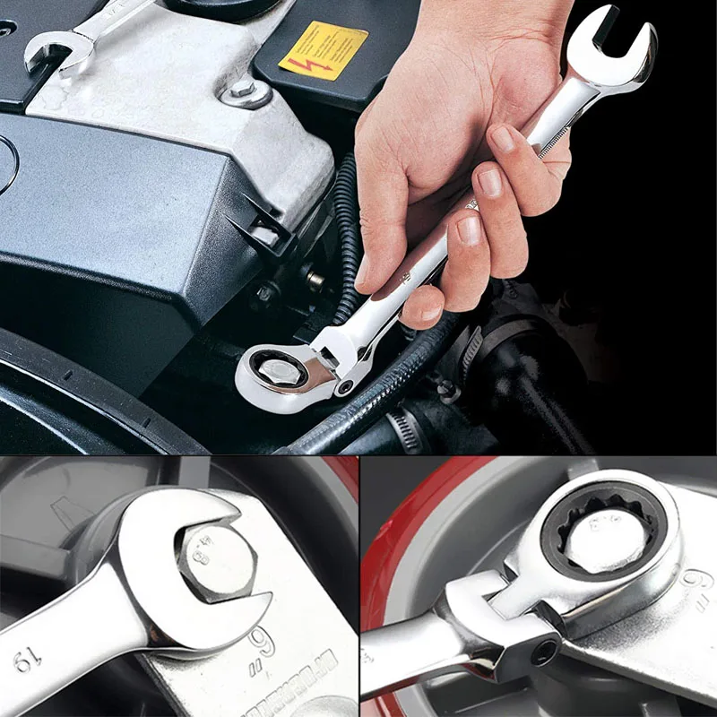 Chave chave conjunto de soquete flex-cabeça combinação ratcheting conjunto chave métrica padrão cromo vanádio kit ferramentas de reparo do carro