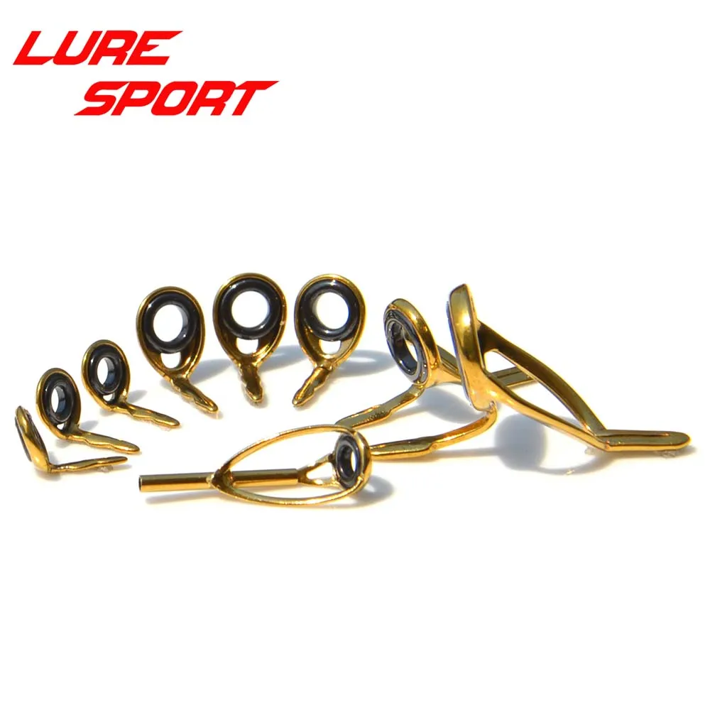 LureSport KT4 KW8 guide LG4 Top 8 9 10pcs Guide set Gold Steel frame guide Rod Building component Repair DIY Accessory