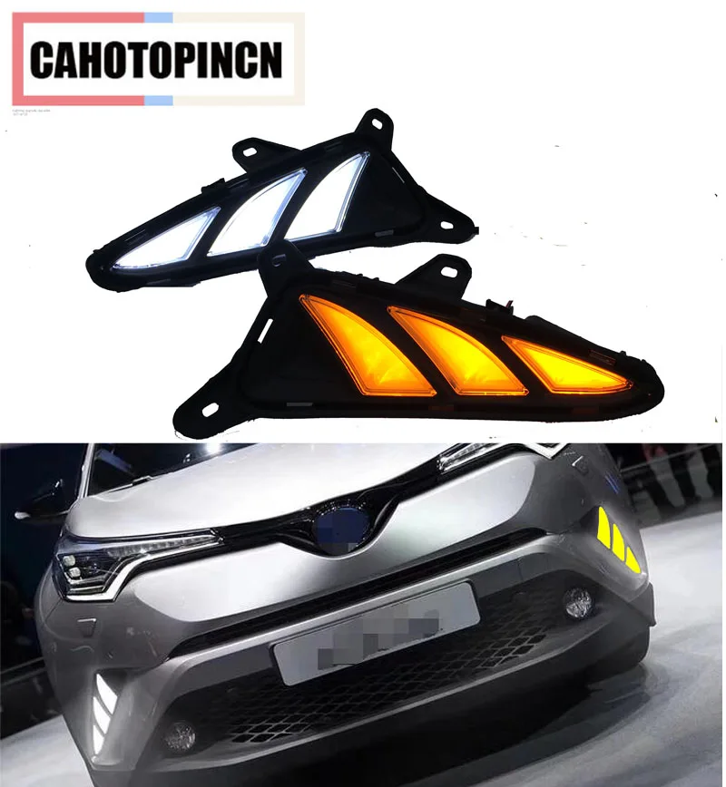 

For Toyota C-HR CHR 2016 - 2019 , Yellow Turn Signal and dimming Style Relay Car DRL LED Daytime Running Light Daylight fog lamp