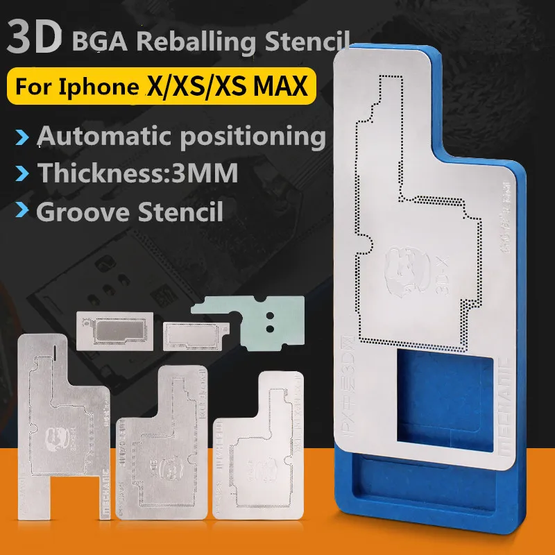 

MECHANIC 3D BGA Stencil for iPhone X XS XS MAX Motherboard Middle Layer Reballing Stencil Soldering Net BGA Repair Tools