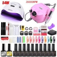 Manicure Set LED Nail Dryer Nail Set Electric Nail Drill Kit 20/10 Colors Nail Gel Polish Kit Tools Set For Nail Art Beginner