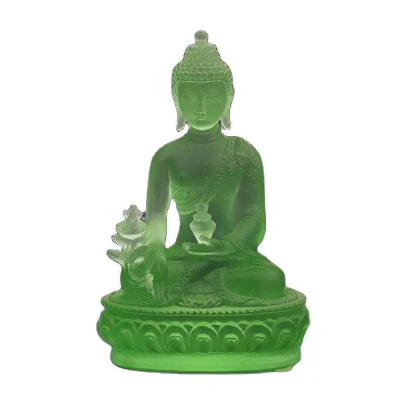 

Tibetan Buddhism Green Glass Buddha Glaze Glass Buddha Statue