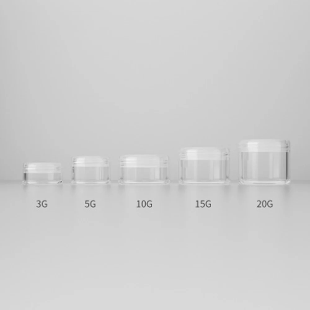 3g/5g/10g/15g/20g Plastic Transparent Empty Makeup Jar Pot Refillable Sample Bottles Travel Face Cream Lotion Cosmetic Container