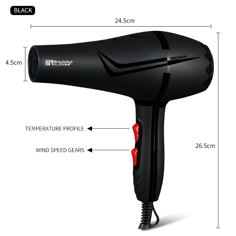 New Professional Hair Dryer Power Barber Salon Styling Tools Hot Cold Air Blow Dryer 5 Speed Adjustment Negative Ion Hair Dryers