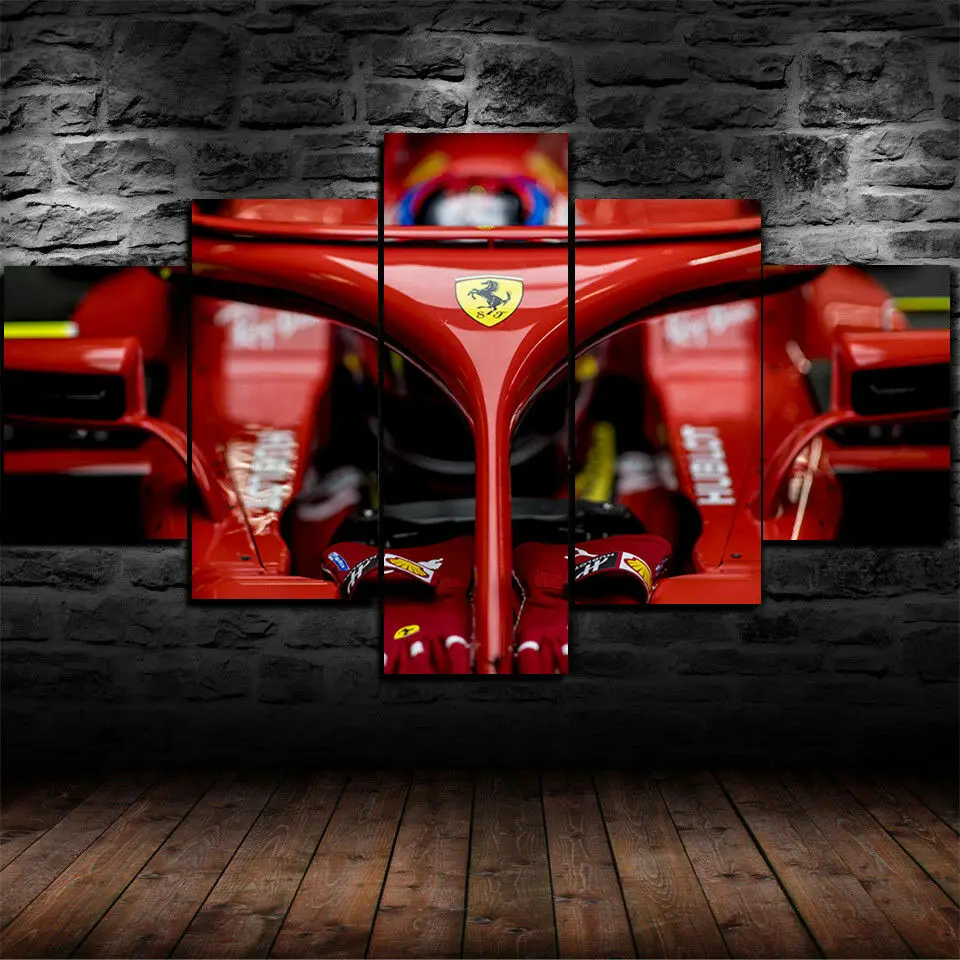 5 Panel Formula 1 F1  Vettel Raikkonen Posters Decorative Canvas Wall Art Pictures Decoration Living Room Home Decor