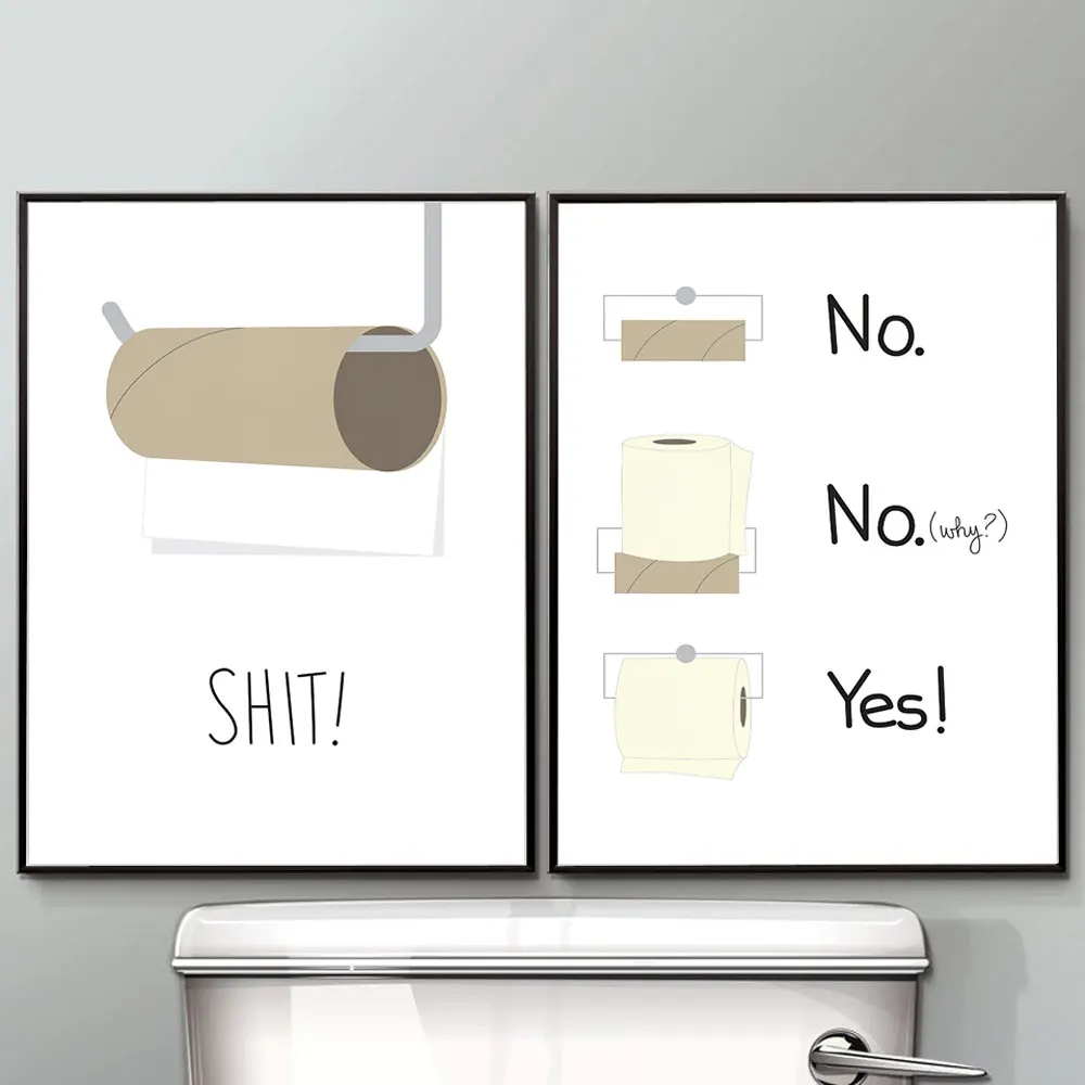 Nordic Canvas Painting Rolled Toilet Paper Picture Poster Print Modern Minimalism Wall Art Picture Bathroom WC Toilet Home Decor